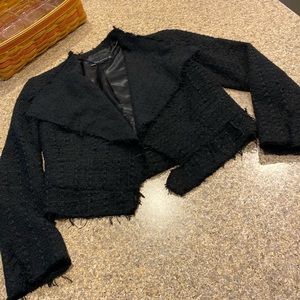 Zara Woman Black Jacket Blazer Size Medium Frayed Edges Distressed